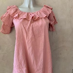 Pick girl apricot off shoulders layers dress top blouse size S